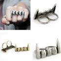 Silver Vampire Fang Teeth Ring - One Size `for petite fingers` - Non-adjustable