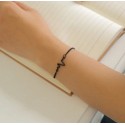 ECG EKG Heart Beat Rate Pulse Waves Bracelet - Black (petite wrist)