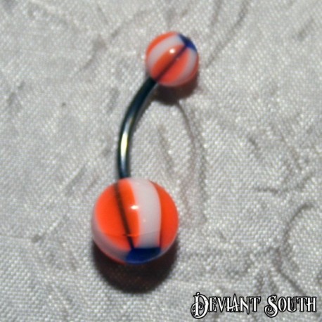 Acrylic Belly Ring - White, Orange & Blue
