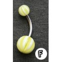 Acrylic Belly Ring - Yellow and White Stripes