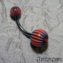 Acrylic Belly Ring - Blue & Orange Intense Stripe Design