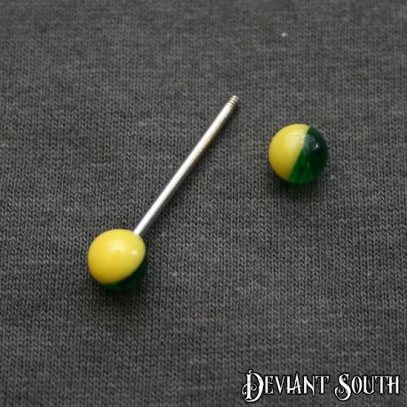 Tongue Straight Barbell - Green & Yellow