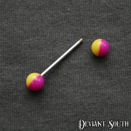 Tongue Straight Barbell - Purple & Yellow