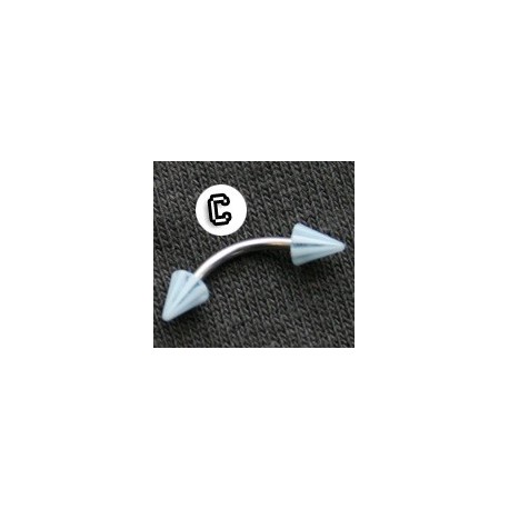 Curved Barbell - Spikes - Blue & White