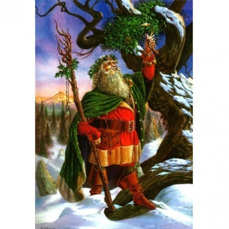 Yuletide 'Christmas' Wiccan Pagan Greeting Card - Gathering the Mistletoe