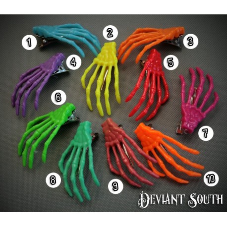 Skeleton Hand Hair Clip - Small - Burnt Orange (single)